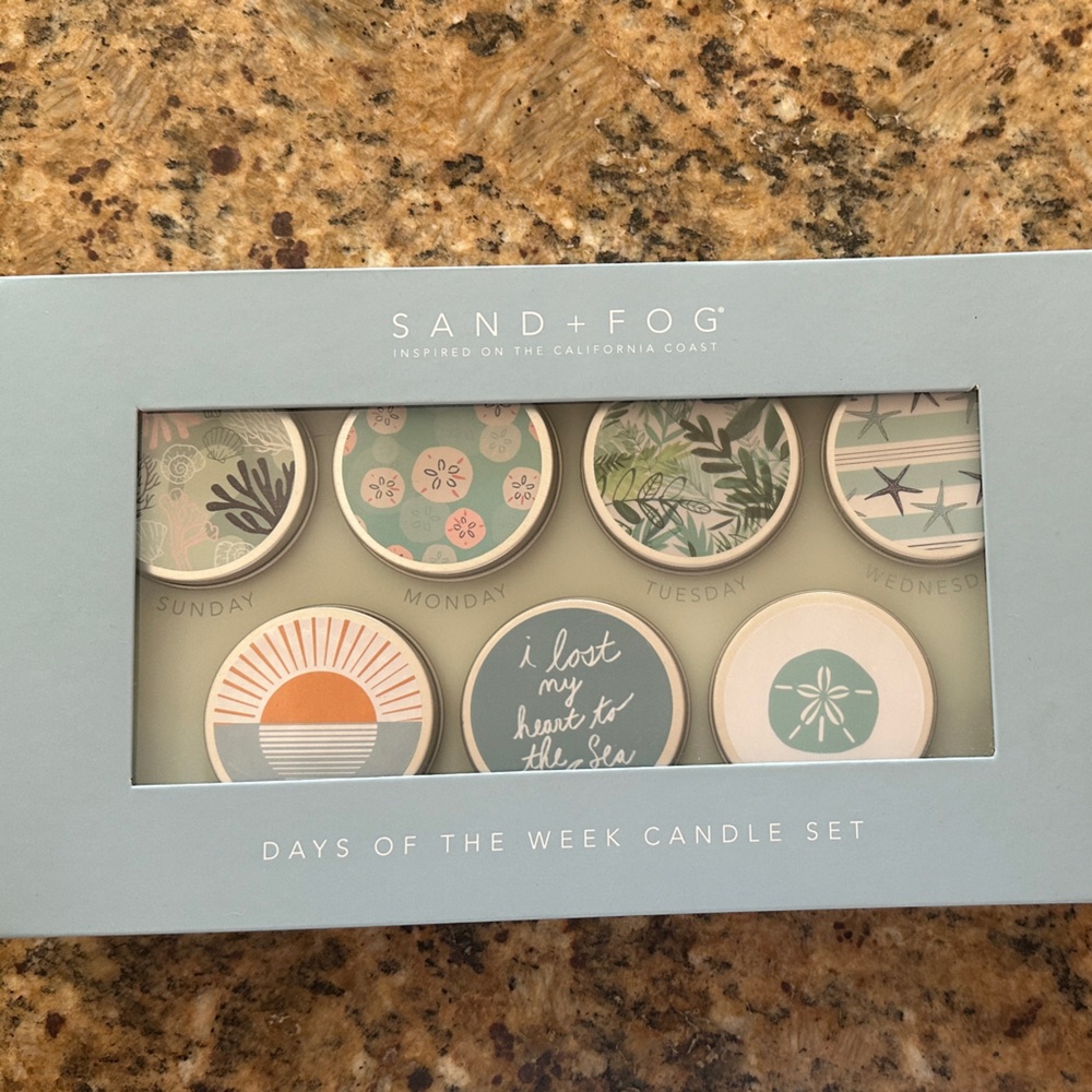Days of the Week Candle Set - Blue and White